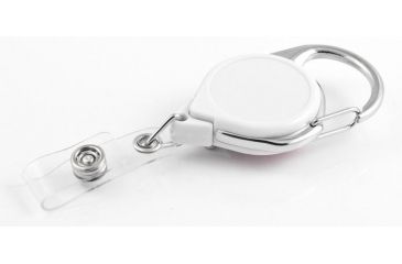 Image of Key-Bak Retract-A-Badge ID Carabiner and Belt Clip 5-Pack Retractable Reel w/ 36in Cord, Twist-Free Vinyl ID Strap, White 0200-756