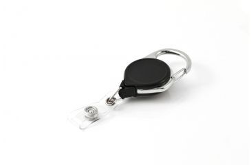 Image of Key-Bak Retract-A-Badge ID Carabiner and Belt Clip 5-Pack Retractable Reel w/ 36in Cord, Twist-Free Vinyl ID Strap, Black 0200-761