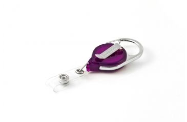 Image of Key-Bak Retract-A-Badge ID Carabiner 5-Pack Retractable Reel w/ 36in Cord, Twist-Free Vinyl ID Strap, Translucent Purple 0200-738