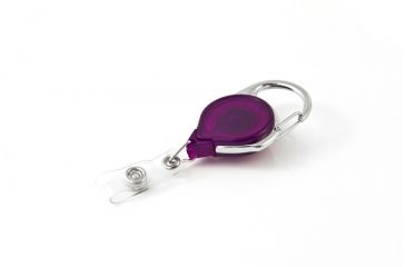 Image of Key-Bak Retract-A-Badge ID Carabiner 5-Pack Retractable Reel w/ 36in Cord, Twist-Free Vinyl ID Strap, Translucent Purple 0200-738