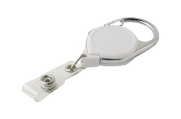 Image of Key-Bak Retract-A-Badge ID Carabiner 25-Pack Retractable Reel w/ 36in Cord, Twist-Free Vinyl ID Strap, White 0200-746