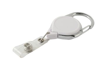Image of Key-Bak Retract-A-Badge ID Carabiner 25-Pack Retractable Reel w/ 36in Cord, Twist-Free Vinyl ID Strap, White 0200-746