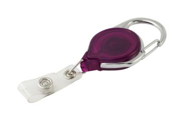 Image of Key-Bak Retract-A-Badge ID Carabiner and Belt Clip 5-Pack Retractable Reel w/ 36in Cord, Twist-Free Vinyl ID Strap, Translucent Purple 0200-758
