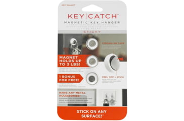 Image of KeySmart KeyCatch Mag Key Hanger, Set Of Three, Universal Magnet Holds Up To 3 Lbs, 3M Tape Peel And Stick Back, KS190-3PK
