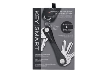 Image of KeySmart KeySmart Leather Compact Key Holder, Black, KS019-BLK-LEA