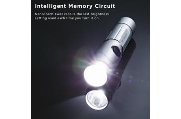 Image of KeySmart Nano Torch Twist Pivot Head Flashlight, 600 Lumens, Silver, KS819-SVR