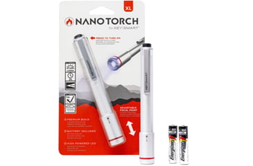 Image of KeySmart Nano Torch XL Compact Pen Light, 120 Lumens, Silver, KS818-SVR