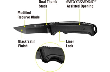 Image of USED Kilimanjaro Gear Allatro Assisted Open Folding Knife,3.6in, Black G10 Handle, Black Plain Blade KJ910117, EDEMO1, Used, Condition Like New, Inspect and Rebox