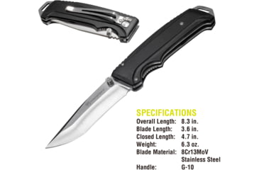 Image of Kilimanjaro Gear Allatro Assisted Open Folding Knife,3.6in, Black G10 Handle,Plain Blade KJ910116