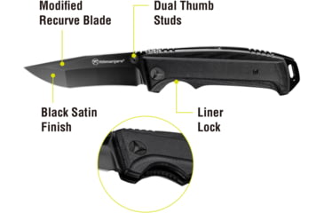 Image of Kilimanjaro Gear Allatro Folding Knife,3.6in, Black G10 Handle, Black Plain Blade KJ910019