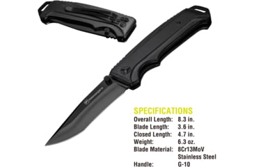 Image of Kilimanjaro Gear Allatro Folding Knife,3.6in, Black G10 Handle, Black Plain Blade KJ910019