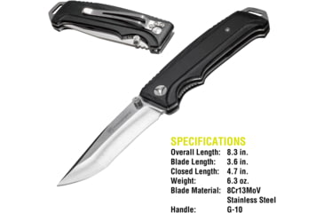 Image of Kilimanjaro Gear Allatro Folding Knife,3.6in, Black G10 Handle,Plain Blade KJ910018