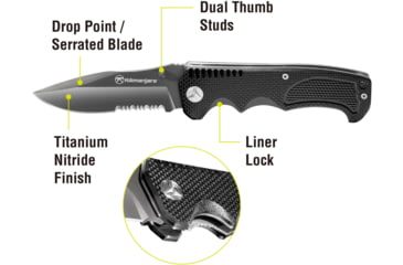 Image of Kilimanjaro Gear Annex Folding Knife,3.5in, Black G10 Handle, Black ComboEdge Blade KJ910030