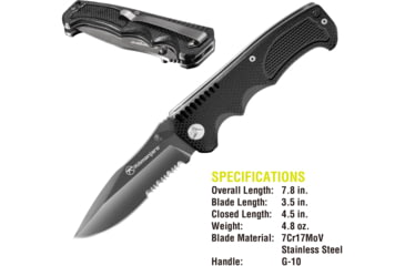 Image of Kilimanjaro Gear Annex Folding Knife,3.5in, Black G10 Handle, Black ComboEdge Blade KJ910030