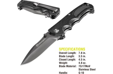 Image of Kilimanjaro Gear Annex Folding Knife,3.5in, Black G10 Handle, Black Plain Blade KJ910029