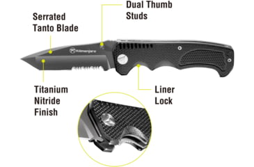 Image of Kilimanjaro Gear Annex Folding Knife,3.5in, Black G10 Handle, Black Tanto ComboEdge Blade KJ910031