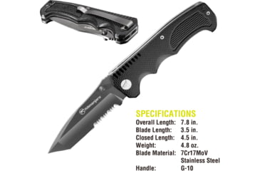 Image of Kilimanjaro Gear Annex Folding Knife,3.5in, Black G10 Handle, Black Tanto ComboEdge Blade KJ910031