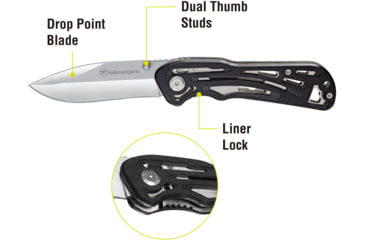 Image of Kilimanjaro Gear Caula Folding Knife,3.4in, Black Skeletonized G10 Handle,Plain Blade KJ910023