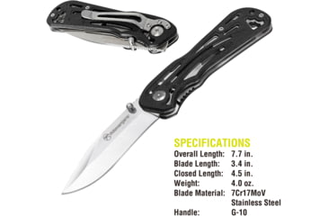 Image of Kilimanjaro Gear Caula Folding Knife,3.4in, Black Skeletonized G10 Handle,Plain Blade KJ910023