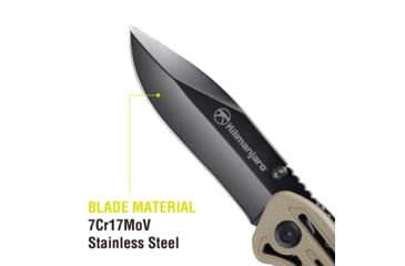Image of Kilimanjaro Gear Caula Folding Knife,3.4in,Tan Skeletonized G10 Handle, Black Plain Blade KJ910022