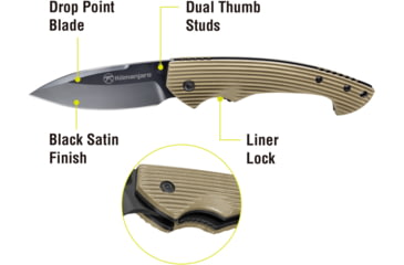 Image of Kilimanjaro Gear Firma Folding Knife,3.2in Black Plain Blade,Tan G10 Handle KJ910015
