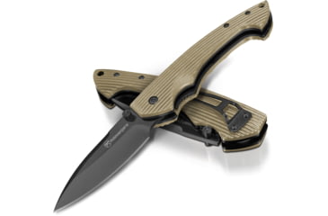 Image of Kilimanjaro Gear Firma Folding Knife,3.2in Black Plain Blade,Tan G10 Handle KJ910015