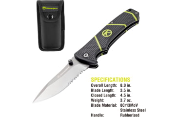 Image of Kilimanjaro Gear Kibo Folding Knife,3.5in, Black Handle, Black ComboEdge Blade KJ910092
