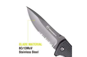 Image of Kilimanjaro Gear Kibo Folding Knife,3.5in, Black Handle, Black ComboEdge Blade KJ910092
