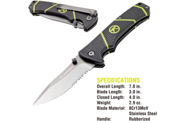 Image of Kilimanjaro Gear Kibo Folding Knife,3in, Black Handle, Black ComboEdge Blade KJ910093