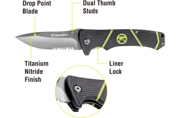 Image of Kilimanjaro Gear Kibo Folding Knife,3in, Black Handle, Black ComboEdge Blade KJ910093