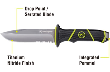 Image of Kilimanjaro Gear Kibo Survival Fixed Blade Knife,4.75in, Black Handle, Black ComboEdge KJ910091