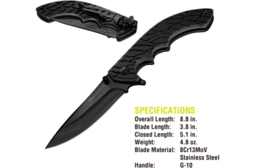 Image of EDEMO Kilimanjaro Gear Makazi Folding Knife,3.8in, Black G10 Handle,Plain Black Blade KJ910083, EDEMO1