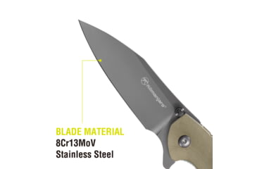 Image of Kilimanjaro Gear Morsa Folding Knife,3.5in,Tan Wood Grain G10 , Black Plain Blade KJ910028