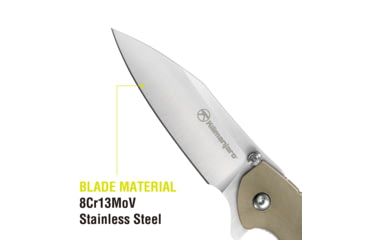 Image of Kilimanjaro Gear Morsa Folding Knife,3.5in,Tan Wood Grain G10 Handle,Plain Blade KJ910027