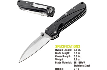 Image of Kilimanjaro Gear Prota Assisted Open Folding Knife,2.6in, Black G10 Handle,Plain Blade KJ910200