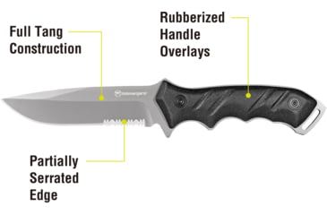Image of Kilimanjaro Gear Shira Survival Fixed Blade Knife,4.7in, Black Handle, Black ComboEdge Blade KJ910094