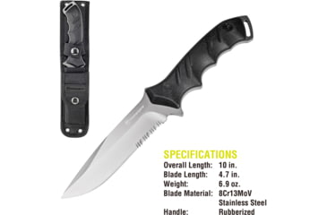 Image of Kilimanjaro Gear Shira Survival Fixed Blade Knife,4.7in, Black Handle, Black ComboEdge Blade KJ910094
