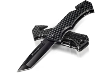 Image of Kilimanjaro Gear UTAC Rescue Folding Knife,3.5in, Black G10 Handle, Black Tanto Blade KJ910033