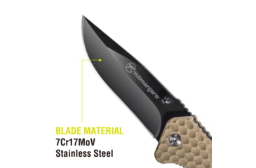 Image of Kilimanjaro Gear UTAC Rescue Folding Knife,3.5in,Tan G10 Handle, Black Tanto Blade KJ910032