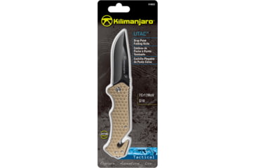 Image of Kilimanjaro Gear UTAC Rescue Folding Knife,3.5in,Tan G10 Handle, Black Tanto Blade KJ910032