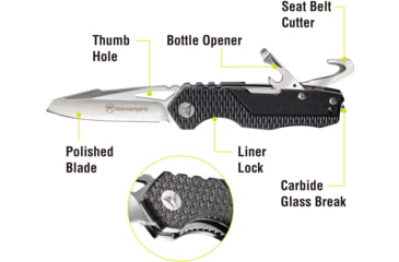 Image of Kilimanjaro Gear Vello Folding Knife/Multi Tool,3.7in, Black G10 handle,Plain Blade KJ910036