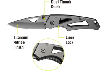 Image of Kilimanjaro Gear Vertice Folding Knife,2.6in,Skeletonized Black Handle, Black Plain KJ910061