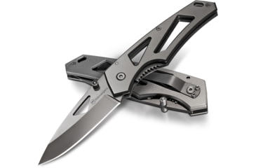 Image of Kilimanjaro Gear Vertice Folding Knife,2.6in,Skeletonized Black Handle, Black Plain KJ910061
