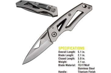Image of Kilimanjaro Gear Vertice Folding Knife,2.6in,Skeletonized Handle,Plain Blade KJ910062