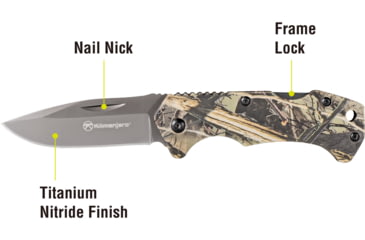Image of Kilimanjaro Gear Victus Folding Knife,2.5in,Camo Handle, Black Plain Edge KJ910090