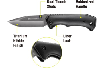Image of Kilimanjaro Gear Victus Folding Knife,3.5in, Black Handle, Black Plain Edge KJ910048