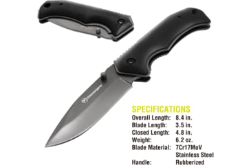 Image of Kilimanjaro Gear Victus Folding Knife,3.5in, Black Handle, Black Plain Edge KJ910048