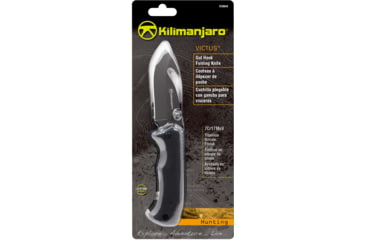 Image of Kilimanjaro Gear Victus Folding Knife,3.5in w/ Gut Hook, Black Handle, Black Plain KJ910049
