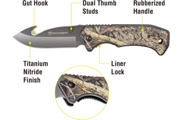 Image of Kilimanjaro Gear Victus Folding Knife,3.5in w/ Gut Hook,Camp Handle, Black Plain KJ910088