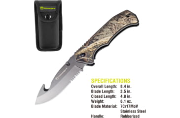 Image of Kilimanjaro Gear Victus Folding Knife,3.5in w/ Gut Hook,Camp Handle, Black Plain KJ910088